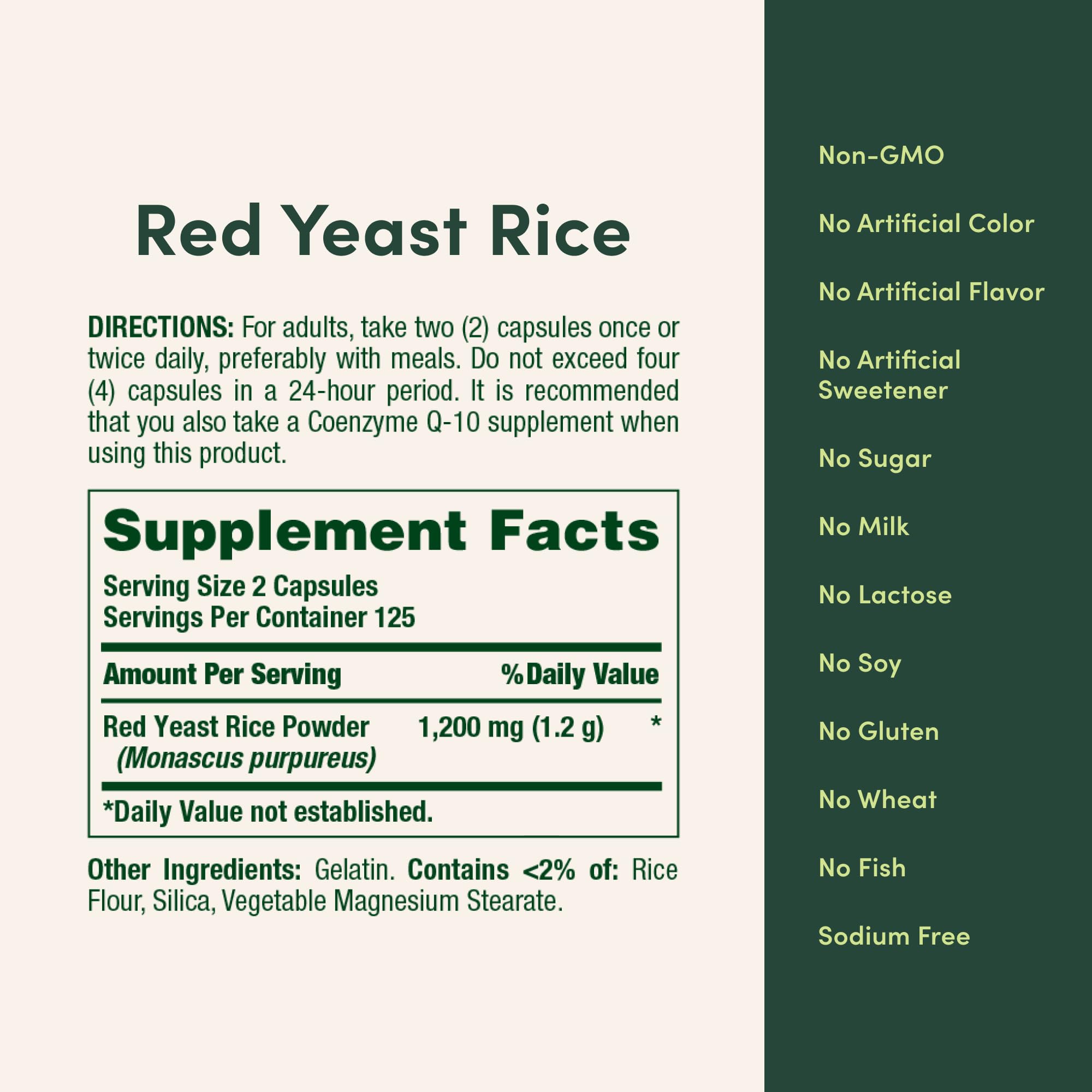 Nature's Bounty Red Yeast Rice Capsules 600mg capsules on a table