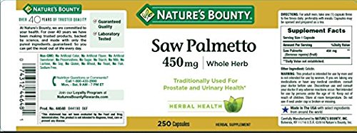 Nature's Bounty Saw Palmetto 450 mg Capsules packaging