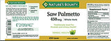 Nature's Bounty Saw Palmetto 450 mg Capsules packaging