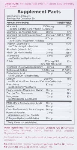Nature's Bounty Skin, Hair and Nails Supplement back view