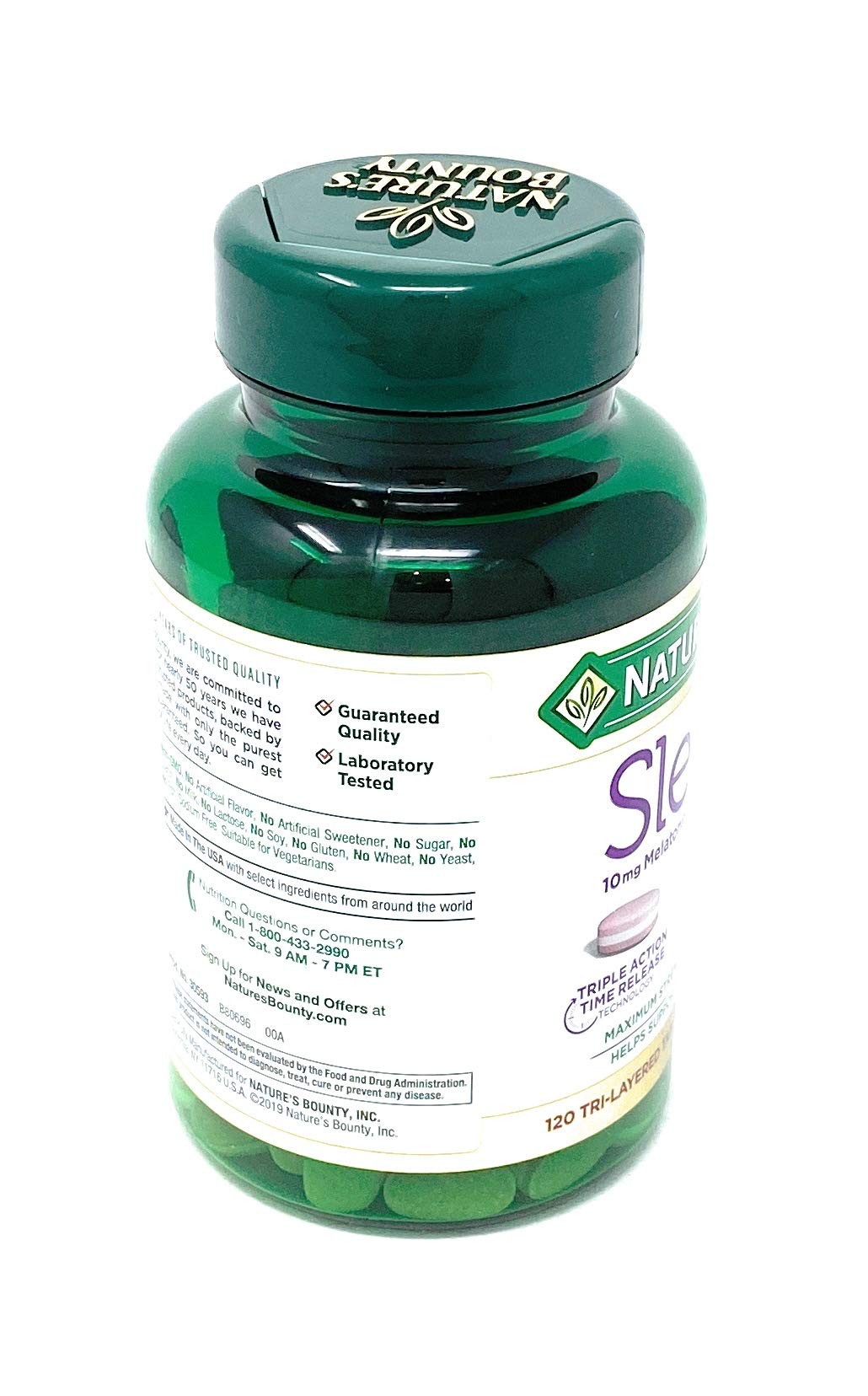 Nature's Bounty Sleep 3 Triple Action Sleep Aid back view