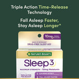 Nature's Bounty Sleep3 Melatonin 10mg 60 Tablets packaging