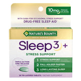 Nature's Bounty Sleep3 Stress Support 10mg Melatonin tablets front view