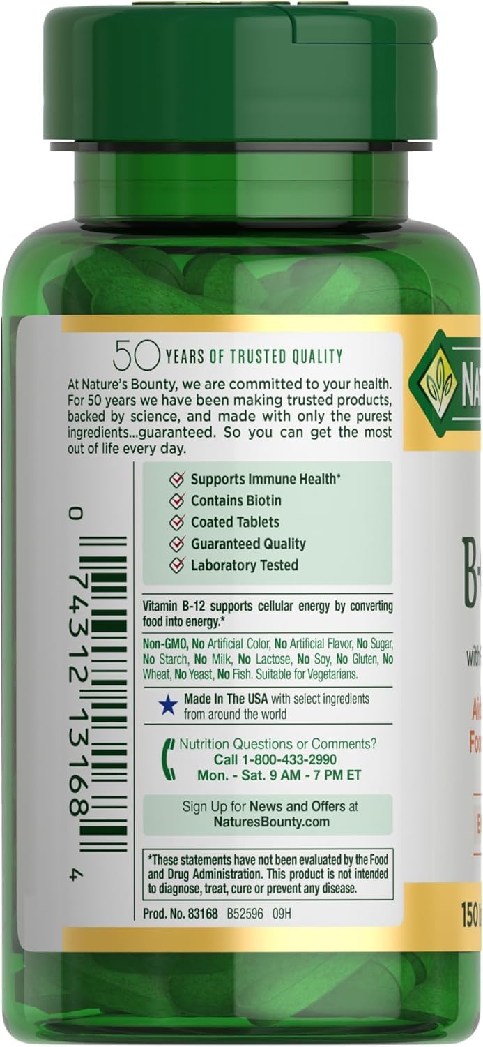 Nature's Bounty Super B-Complex 150 tablets bottle top view