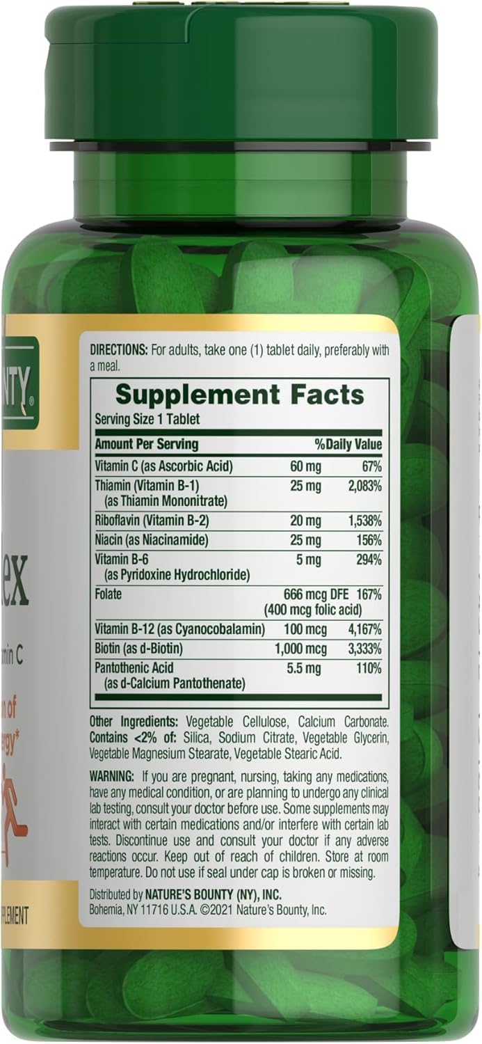 Nature's Bounty Super B-Complex packaging side view