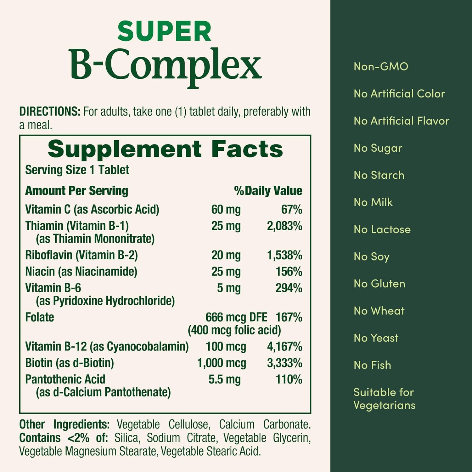 Nature's Bounty Super B-Complex tablets on a wooden surface