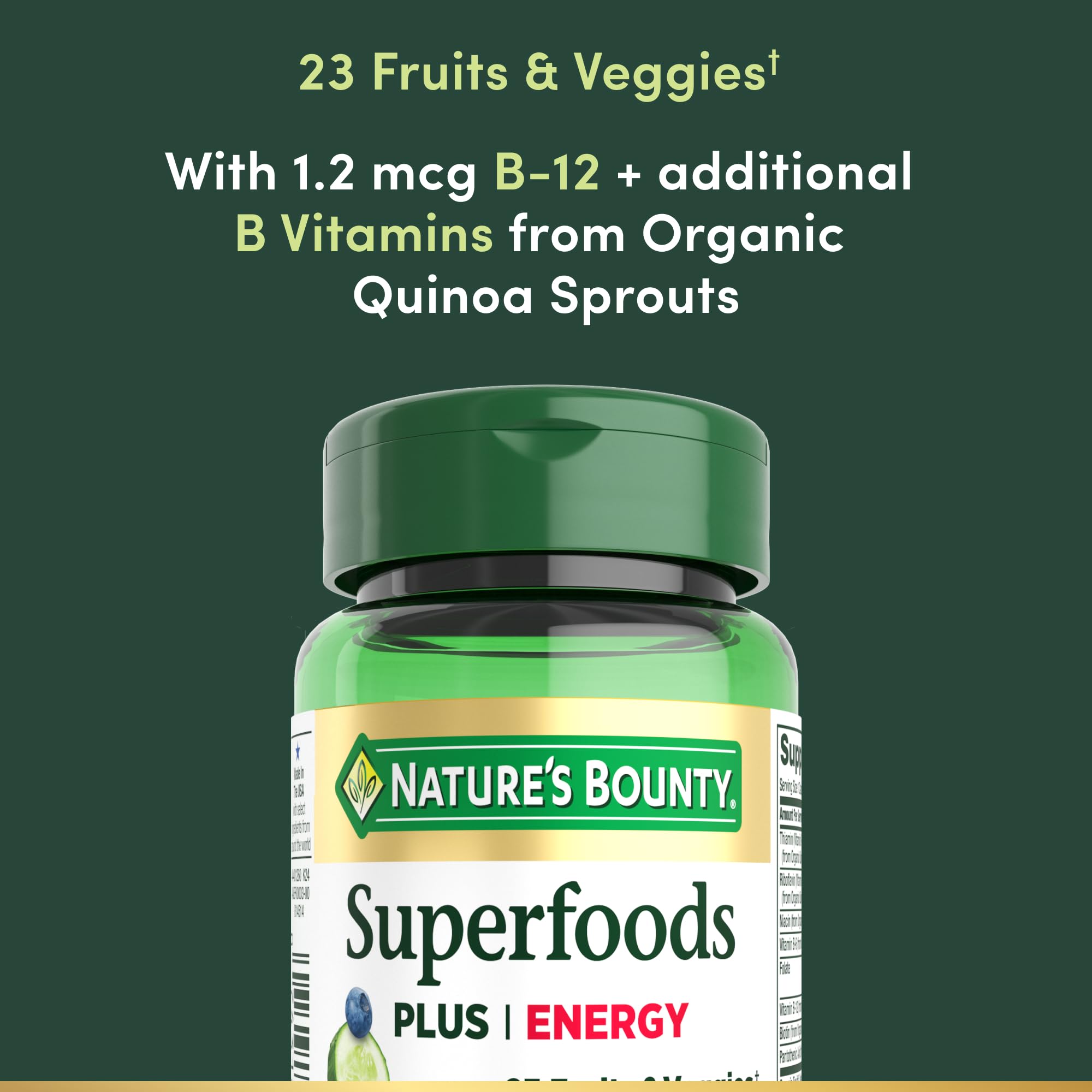Nature's Bounty Superfoods Plus Energy capsule with fruits and veggies
