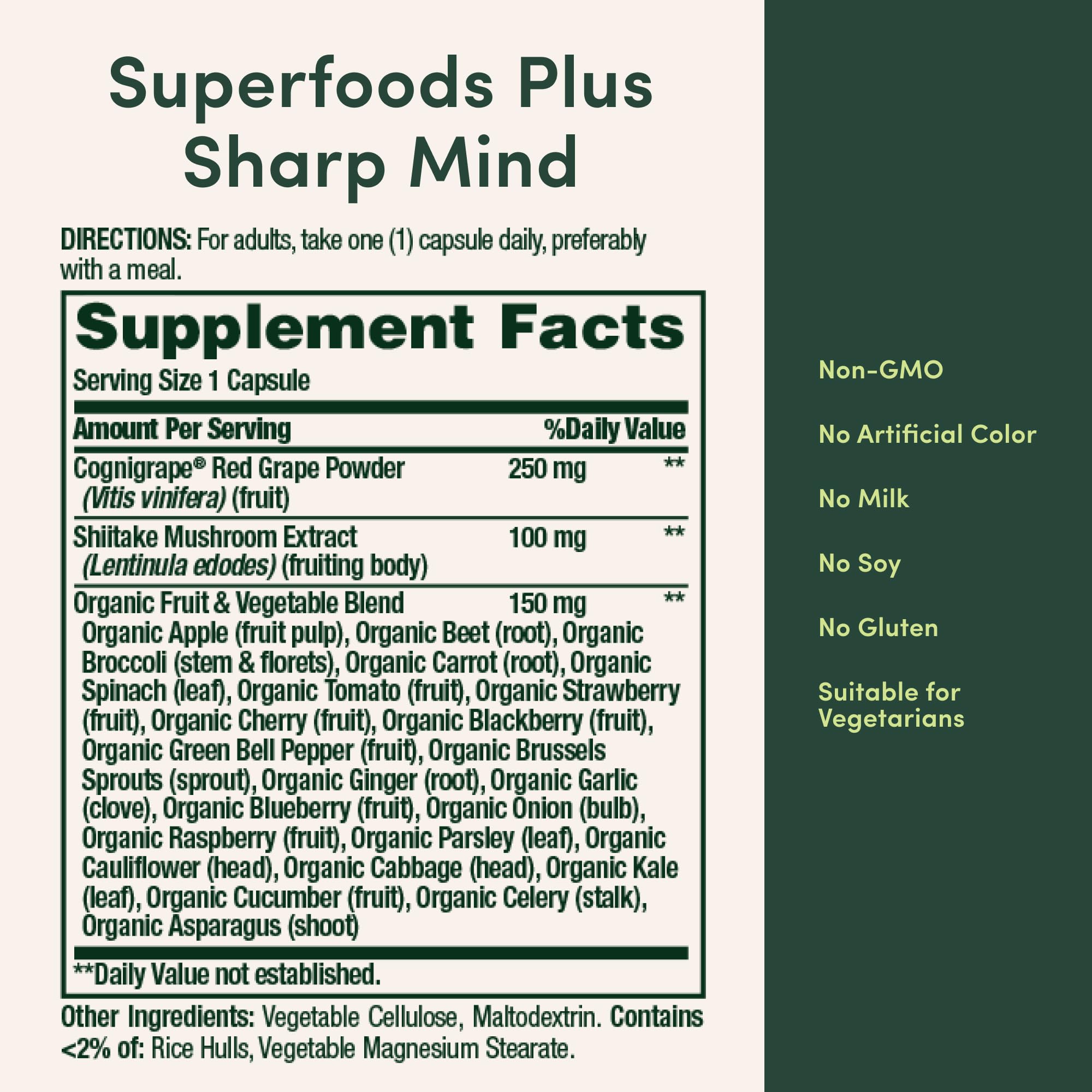 Nature's Bounty Superfoods Plus Sharp Mind capsule size comparison