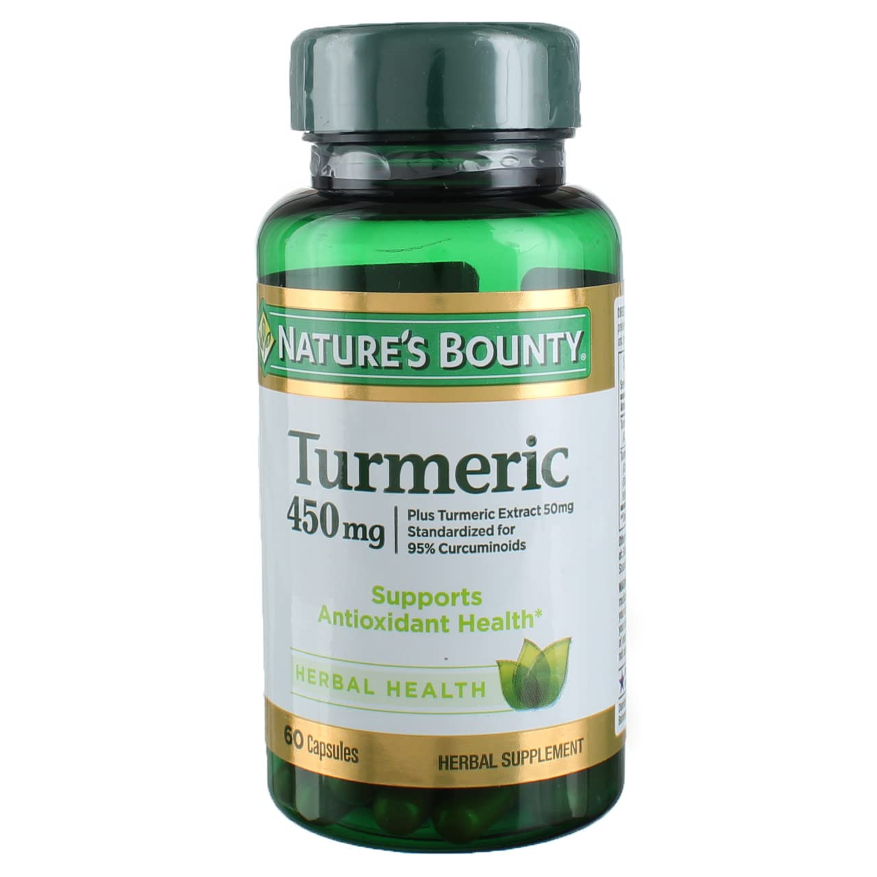Nature's Bounty Turmeric Supplement bottle side view