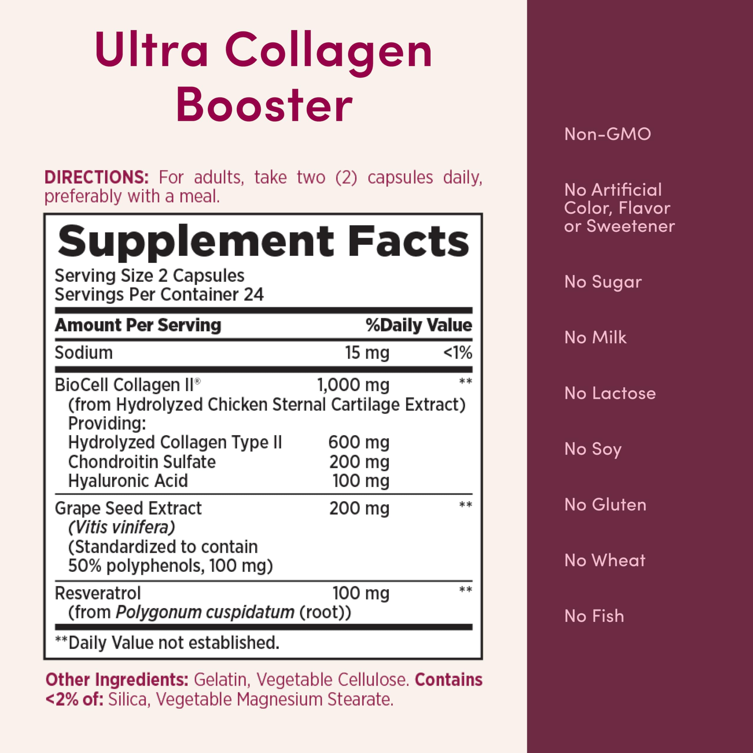 Nature's Bounty Ultra Collagen support 70g capsules in a hand