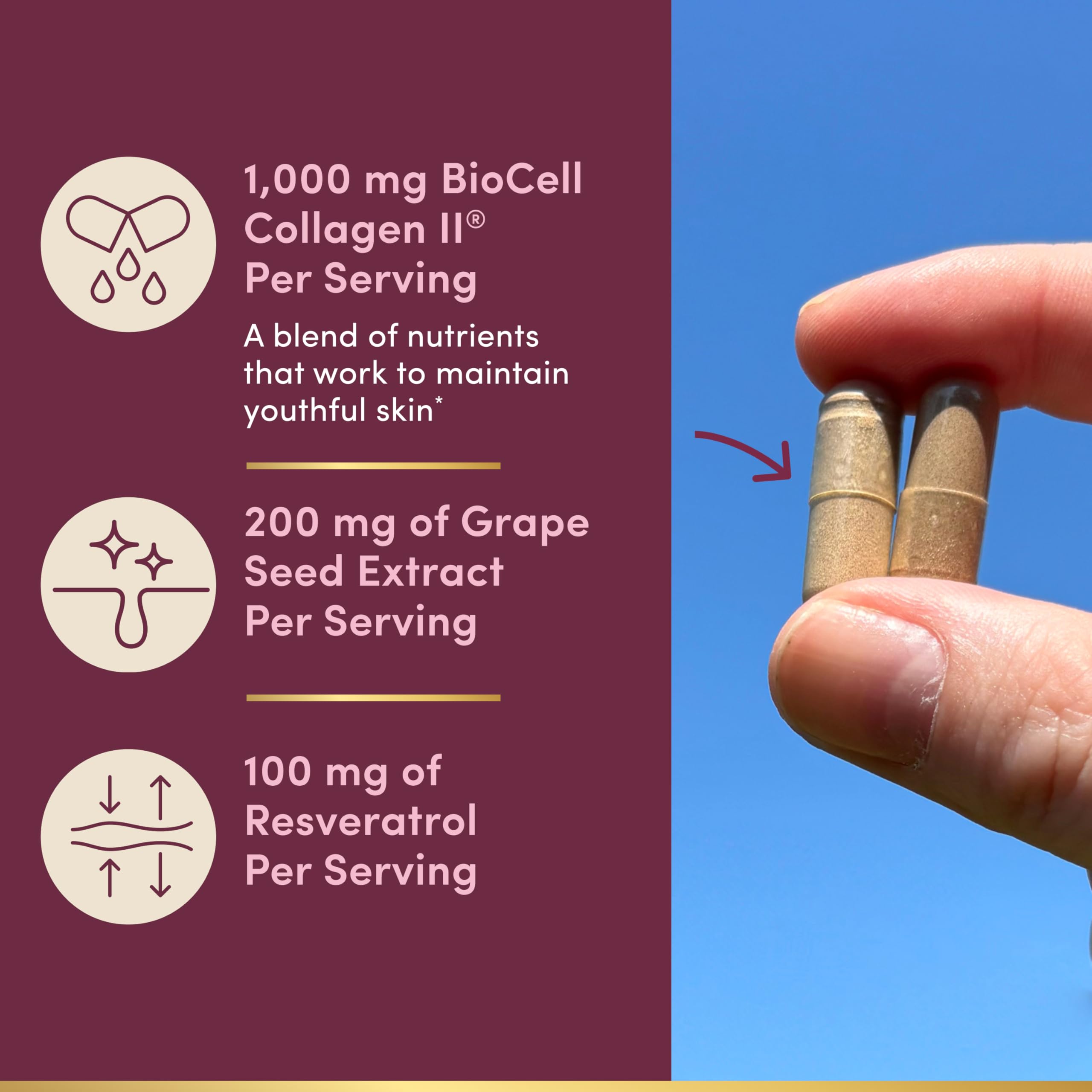 Nature's Bounty Ultra Collagen support 70g capsules on a table