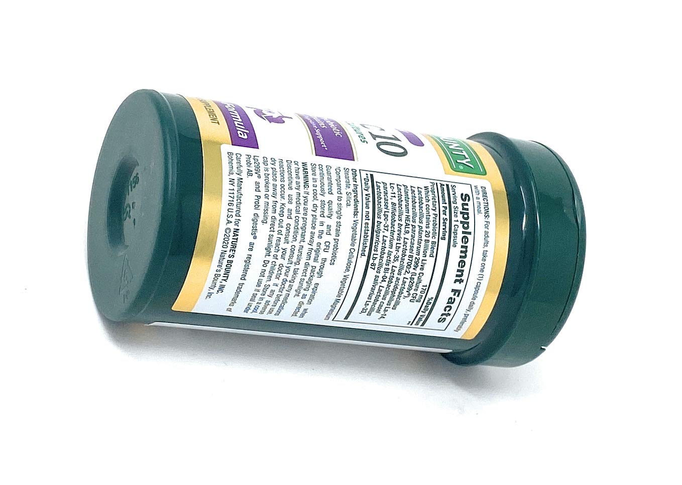 Nature's Bounty Ultra Strength Probiotic 10 ingredients list on packaging