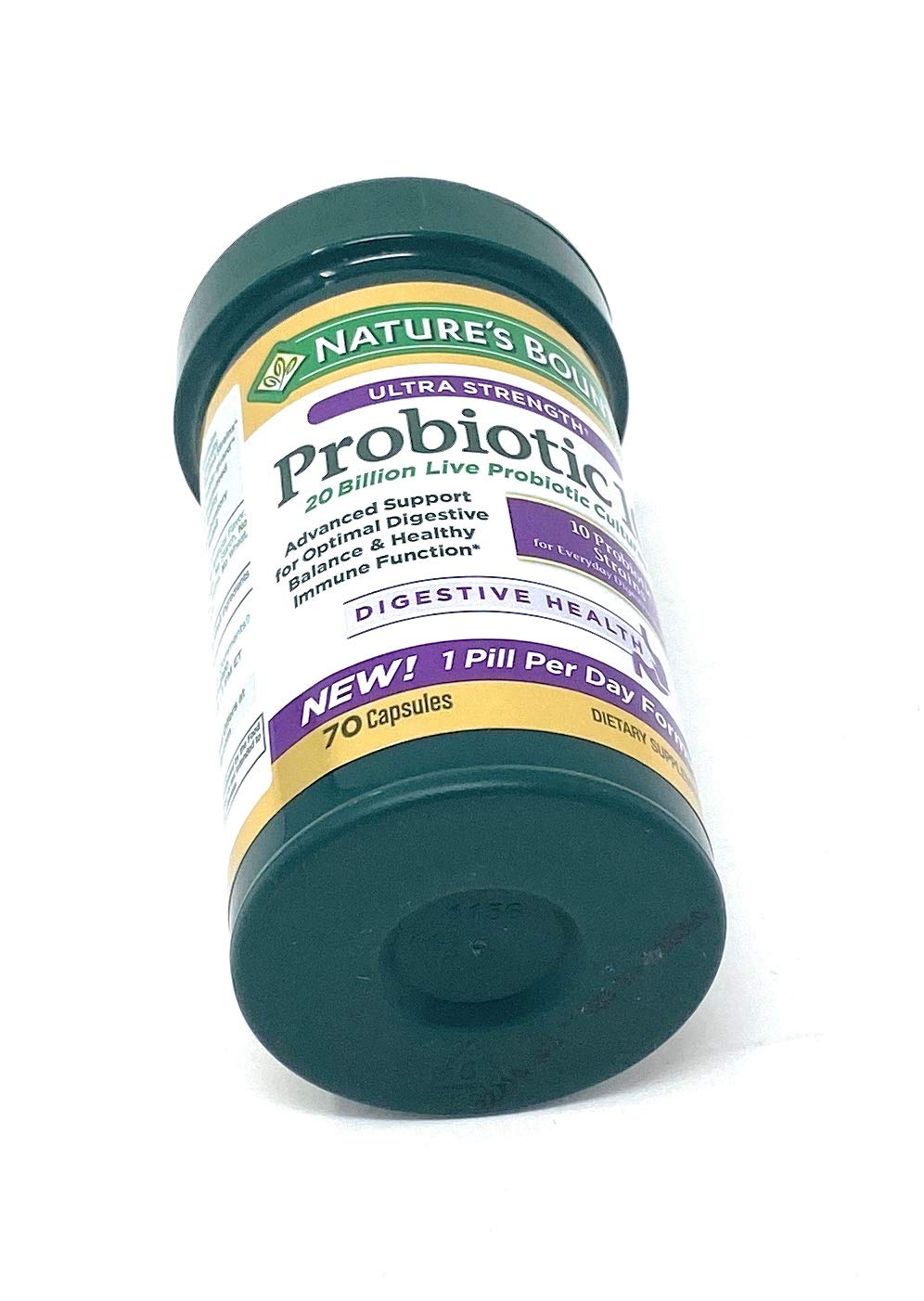 Nature's Bounty Ultra Strength Probiotic 10 side view of bottle