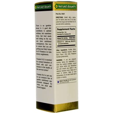 Nature's Bounty Vitamin B-12 liquid ingredients list