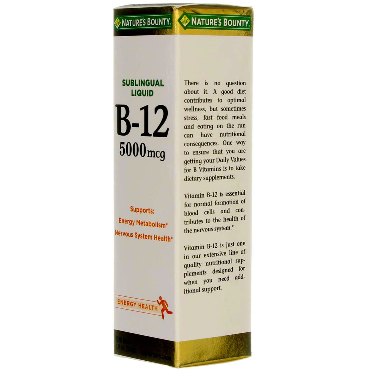 Nature's Bounty Vitamin B-12 liquid packaging details