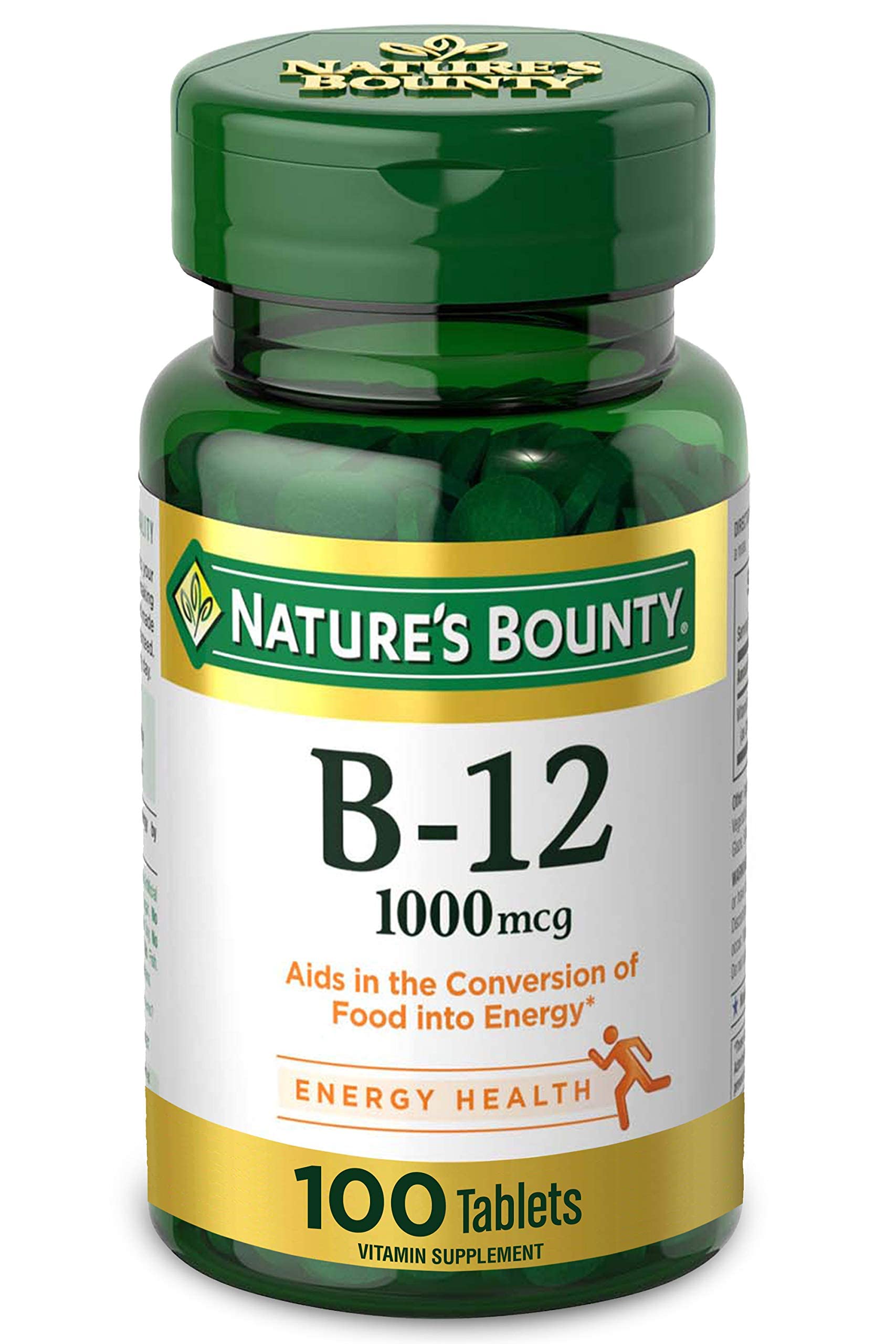 Nature's Bounty Vitamin B12 1000 mcg 100 Count Capsules front view