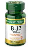 Nature's Bounty Vitamin B12 1000 mcg 100 Count Capsules front view
