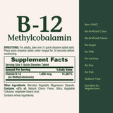 Nature's Bounty Vitamin B12 1000MCG Quick Dissolve Tablets with dosage details