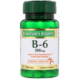Nature's Bounty Vitamin B6 100mg tablets pack of 100