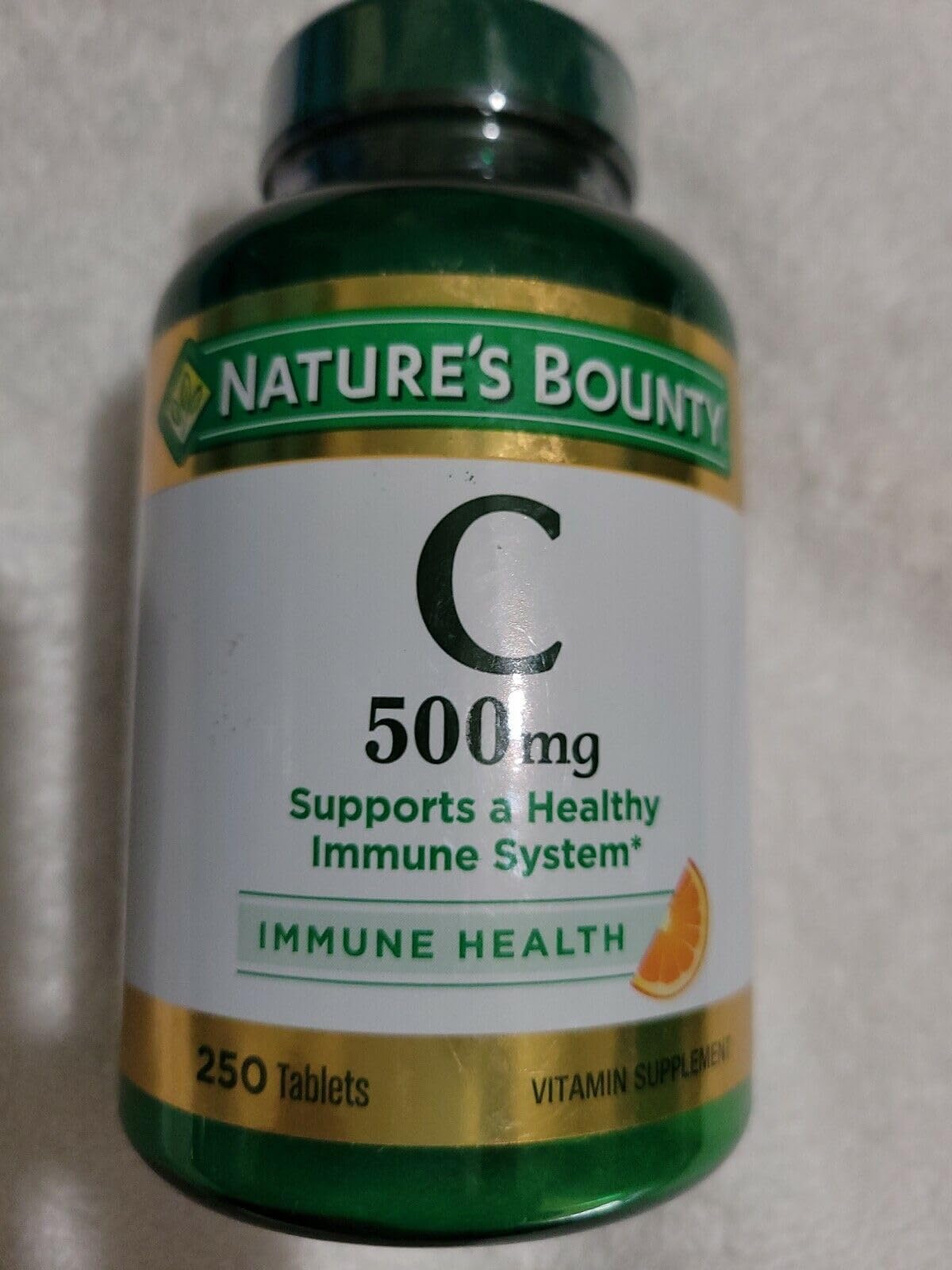 Nature's Bounty Vitamin C 500mg caplets side view