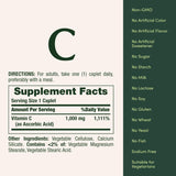 Nature's Bounty Vitamin C Caplets 1000 mg bottle back view
