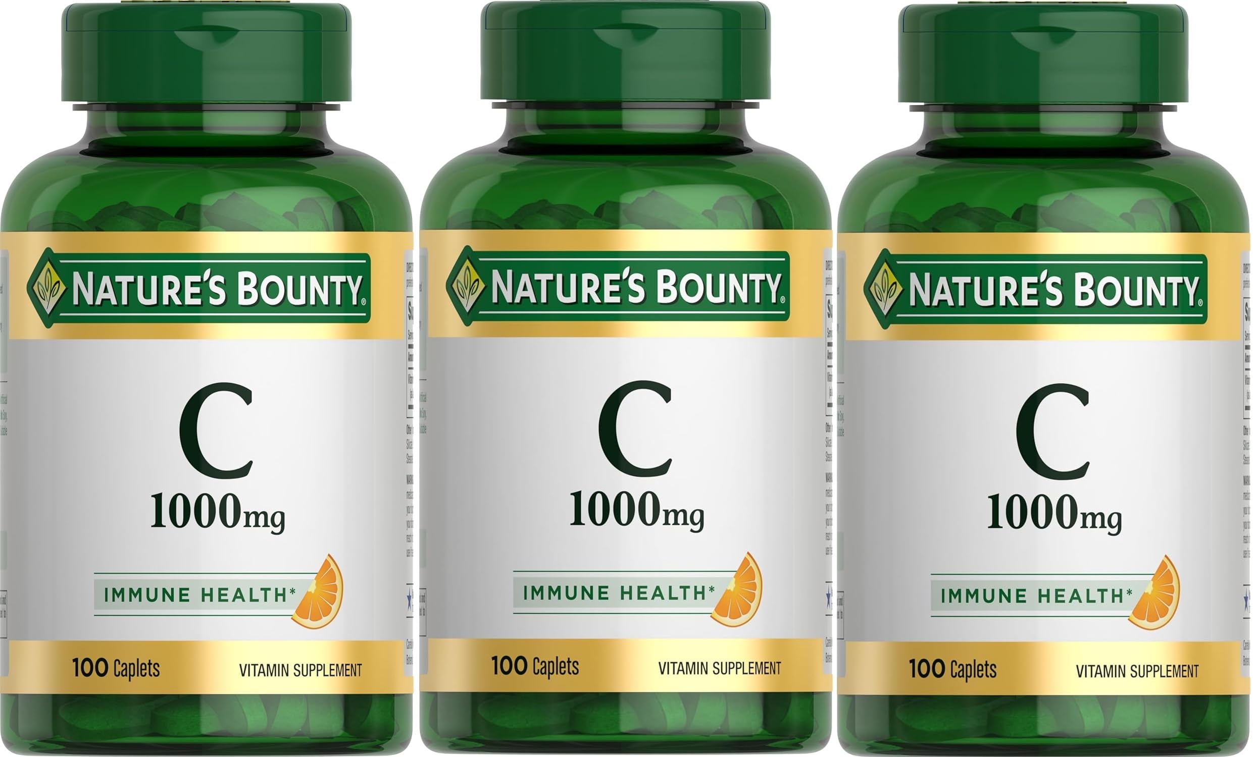 Nature's Bounty Vitamin C Caplets 1000 mg bottle front view