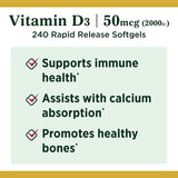 Nature's Bounty Vitamin D3 1000 IU supplement back view