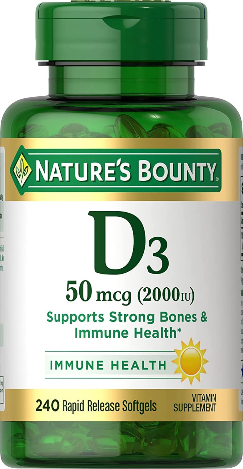 Nature's Bounty Vitamin D3 1000 IU supplement front view