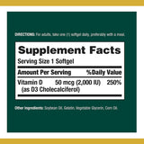 Nature's Bounty Vitamin D3 1000 IU supplement side view