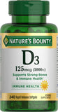 Nature's Bounty Vitamin D3 5000 IU softgels front view