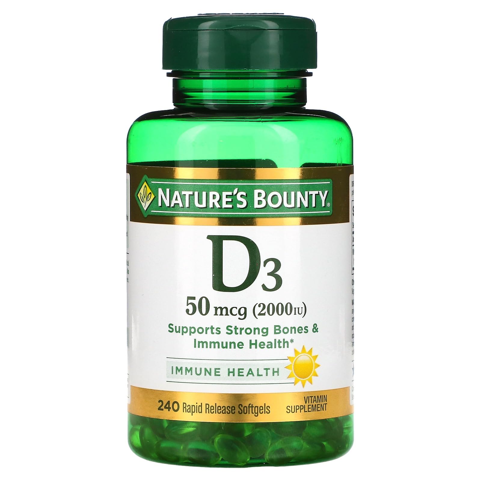 Nature's Bounty Vitamin D3 680g front view with packaging