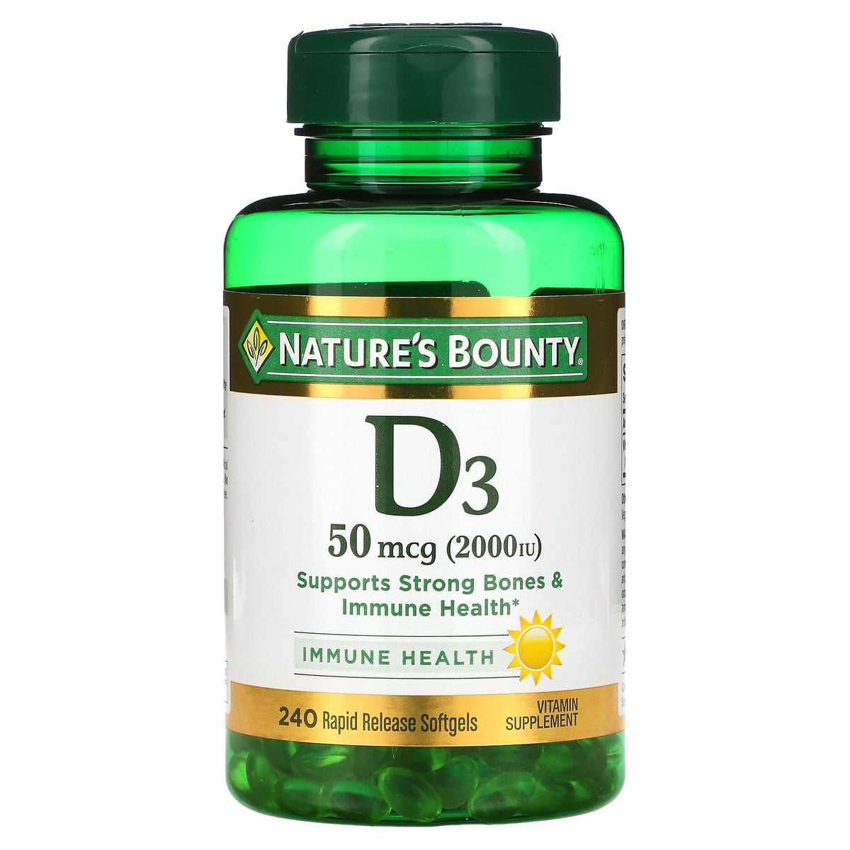 Nature's Bounty Vitamin D3 680g front view with packaging