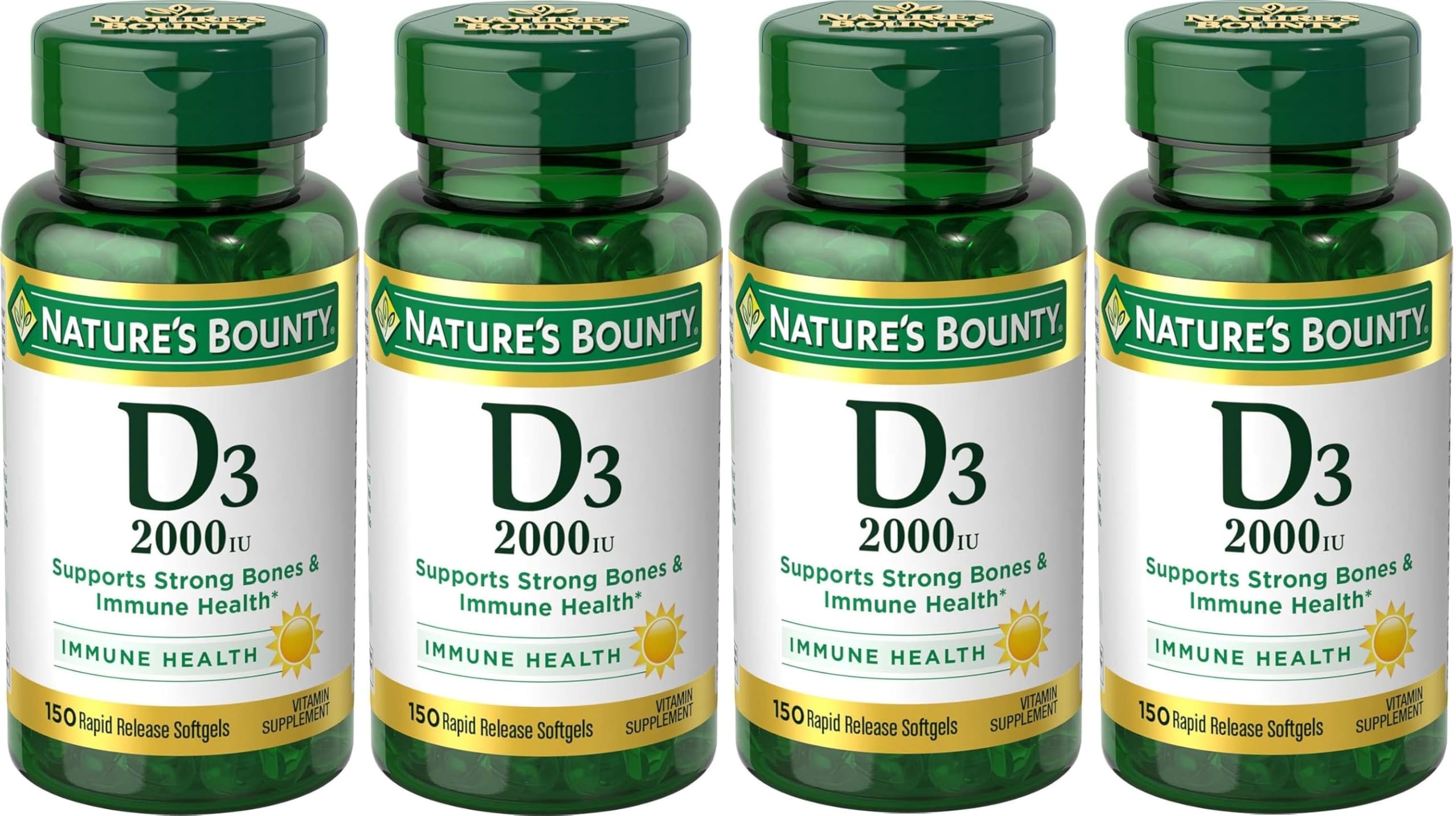 Nature's Bounty Vitamin D3 Rapid Release Softgels 150 count bottle front view