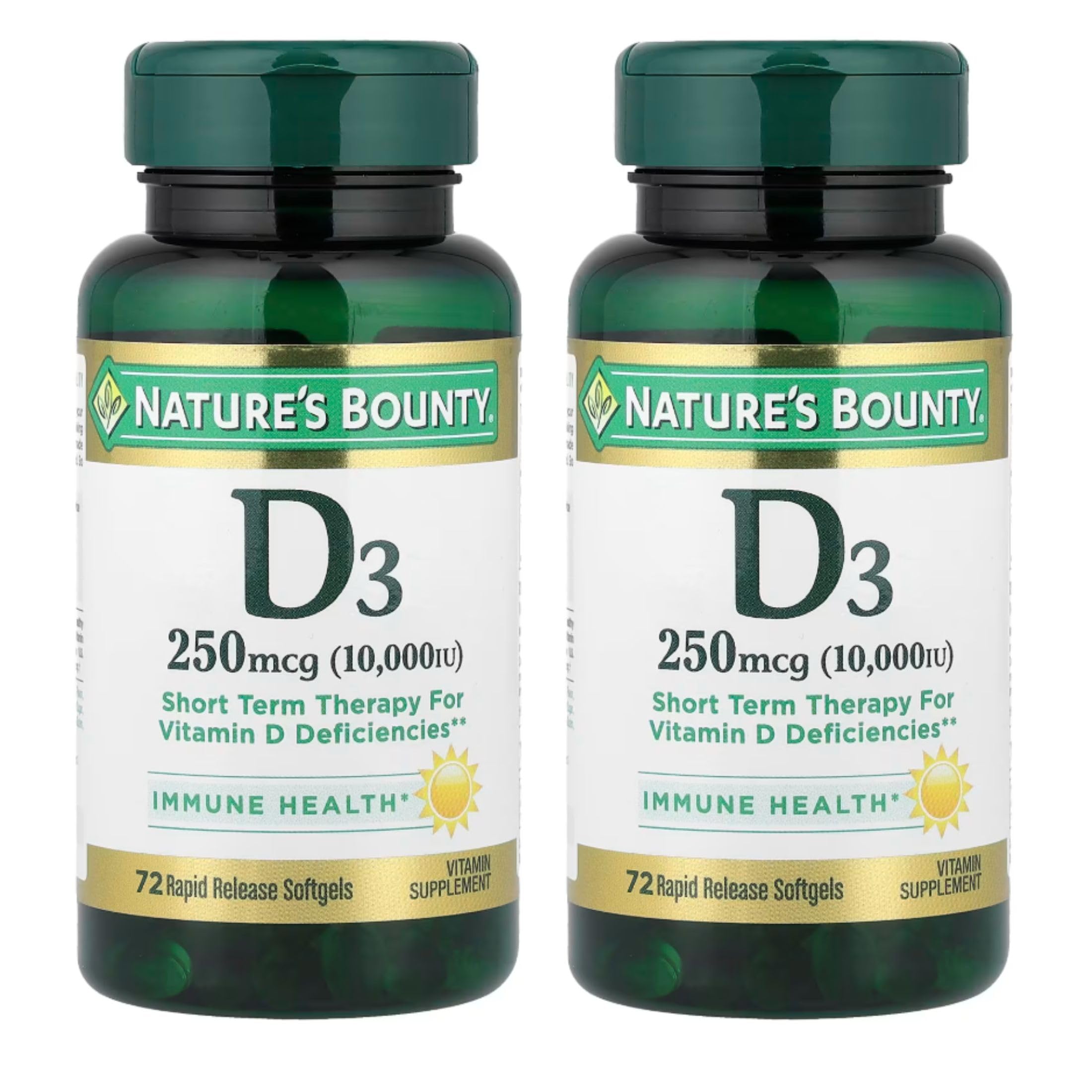 Nature's Bounty Vitamin D3 Rapid Release Softgels bottle front view