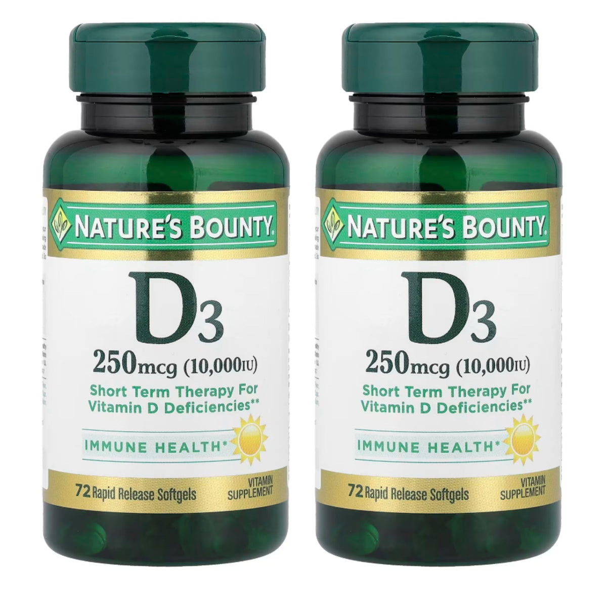 Nature's Bounty Vitamin D3 Rapid Release Softgels bottle front view