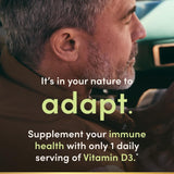 Nature's Bounty Vitamin D3 Rapid Release Softgels with a softgel in hand