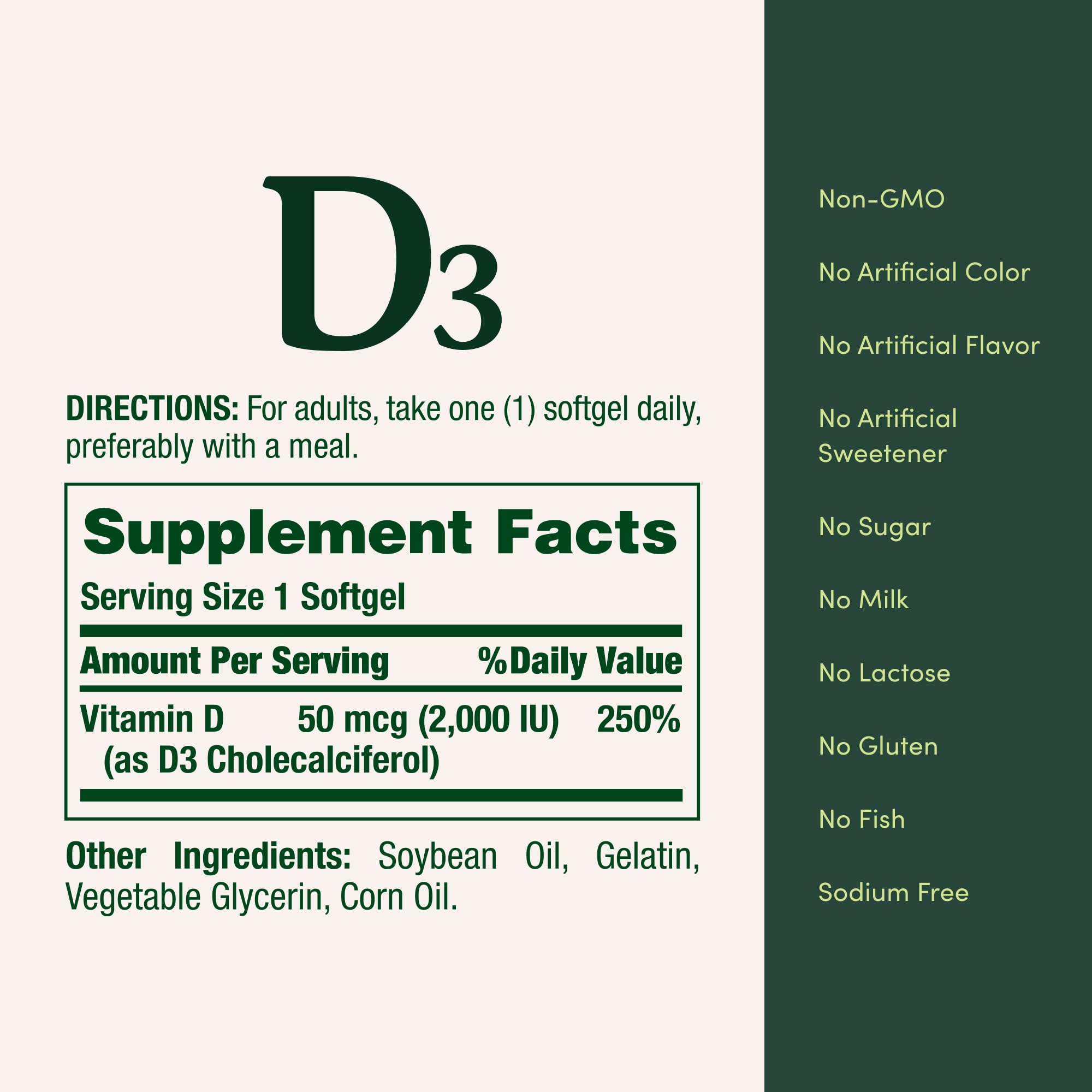 Nature's Bounty Vitamin D3 Softgels 2000IU close-up of softgel