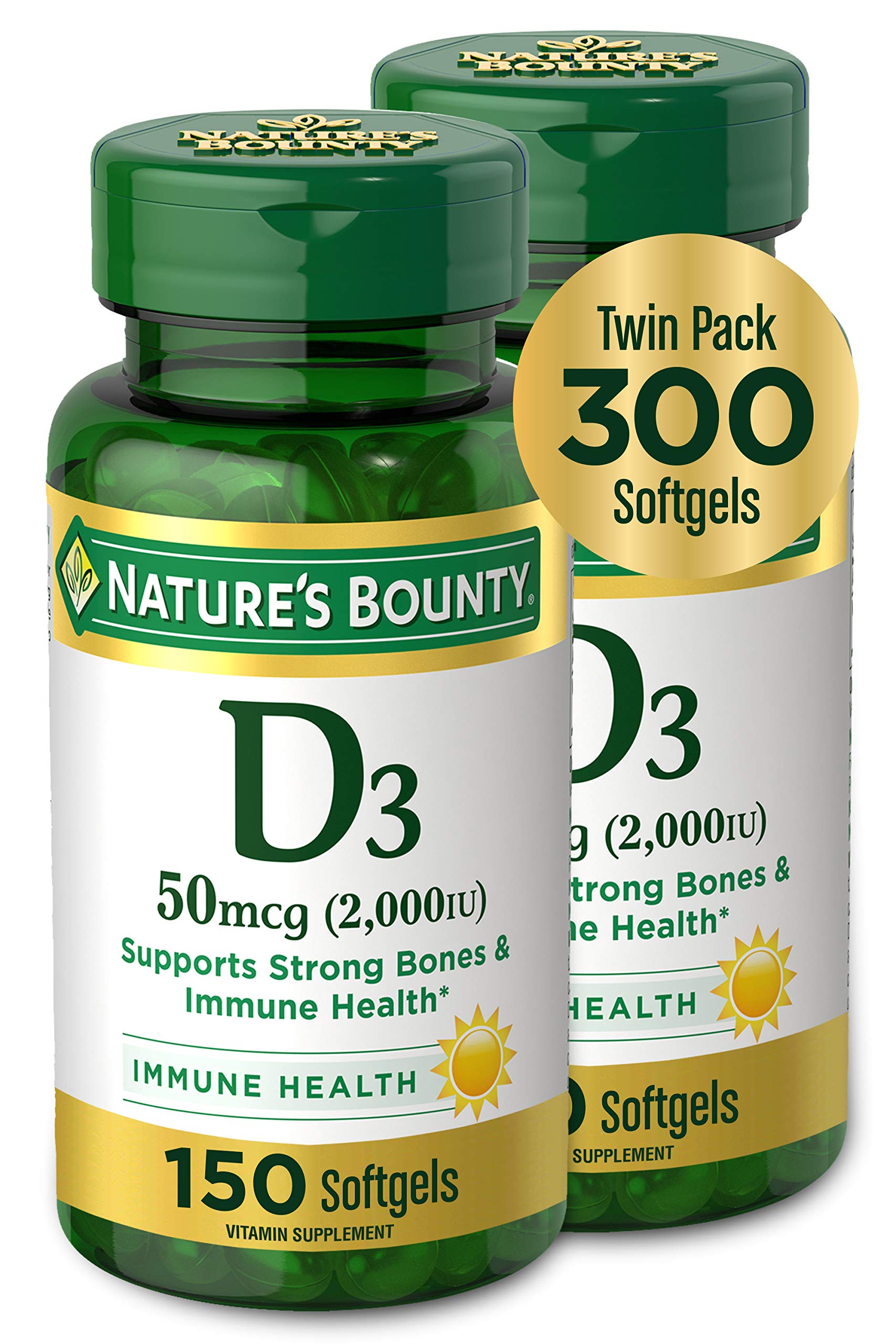 Nature's Bounty Vitamin D3 Softgels 2000IU front view