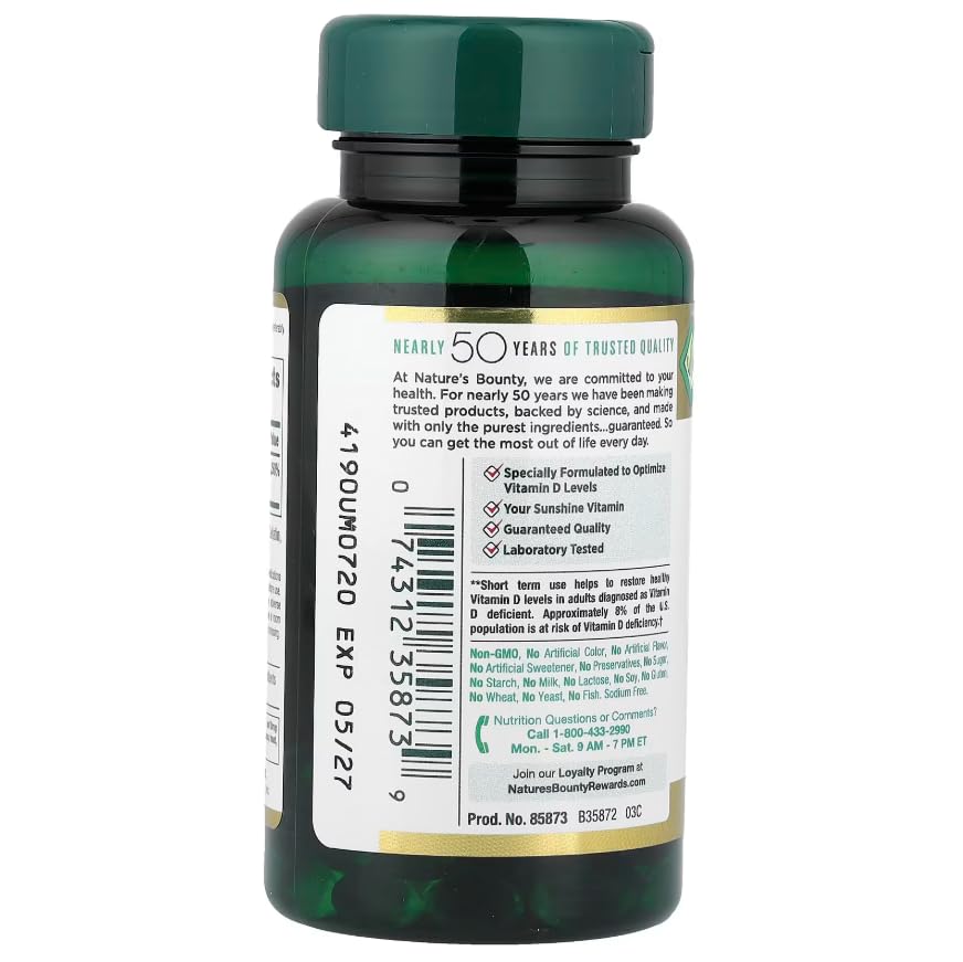 Nature's Bounty Vitamin D3 softgels pack of 2
