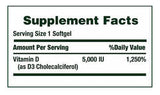 Nature's Bounty Vitamin D3 supplement back view with ingredients