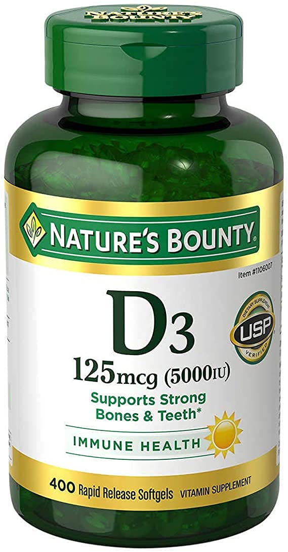 Nature's Bounty Vitamin D3 supplement front view