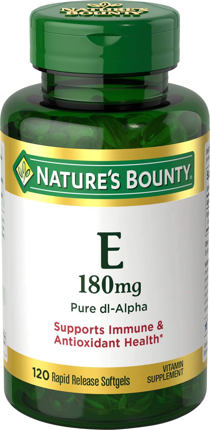 Nature's Bounty Vitamin E Softgels 400IU front view