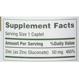 Nature's Bounty Zinc Caplets 50mg opened bottle showing caplets inside