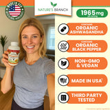 NATURE'S BRANCH Ashwagandha 1965mg vegan capsules side view