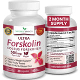 NATURE'S BRANCH Forskolin 500mg vegan capsules front view