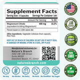 NATURE'S BRANCH Magnesium Citrate 400mg capsules close-up of capsules