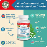 NATURE'S BRANCH Magnesium Citrate 400mg capsules on a wooden table