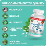 NATURE'S BRANCH Magnesium Citrate 400mg capsules with a glass of water
