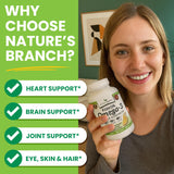 NATURE'S BRANCH Omega 3 Fish Oil Softgels 2400mg capsules close-up