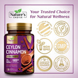 Nature's Choice Ceylon Cinnamon Capsules 1800mg capsules on a wooden surface